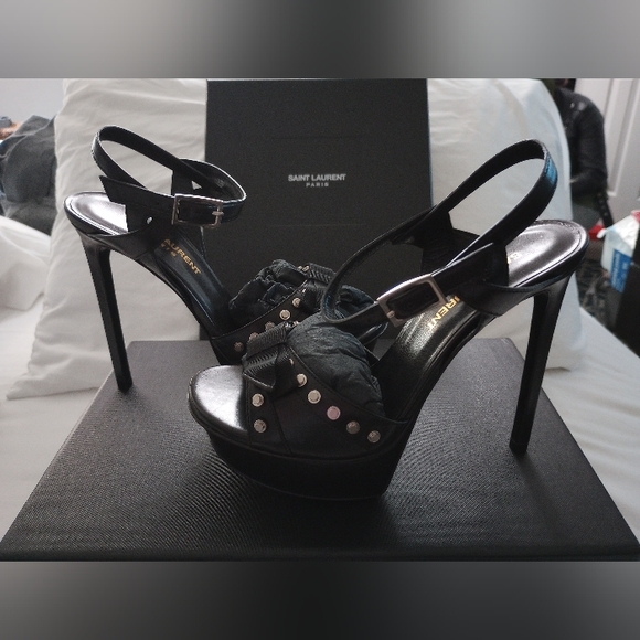 Saint Laurent 105mm Alice Bow Sandals Women's Size: E-35/US-5 - Picture 7 of 15